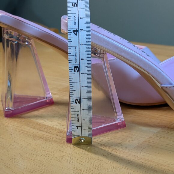 Lightly Worn Public Desire Pink Persplex 4-inch Heels - Size US 7, UK 5, EU 38 - Picture 6 of 10
